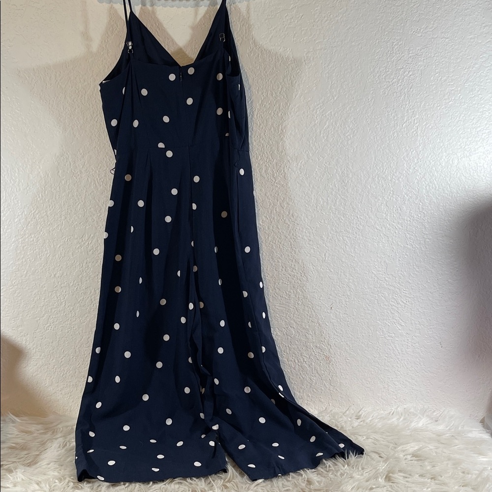 LOFT Women’s Pants Jumpsuit Romper Navy White Polka Dots Pockets Size 2P NWT - Picture 5 of 10